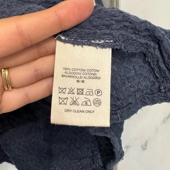 Free People Gauze Sweet Talker Top Women's Boho Peasant Blouse Navy Size Small - Picture 13 of 14